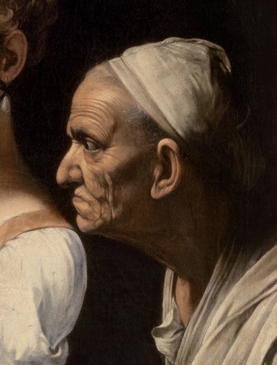 Detail van dienaar uit Judith en Holofernes, 1599 door Michelangelo Merisi Caravaggio