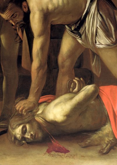De Onthoofding van St. Johannes de Doper (detail) door Michelangelo Merisi Caravaggio