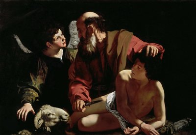 Abraham offert Isaak door Michelangelo Caravaggio (1571-1610) door Michelangelo Merisi da Caravaggio