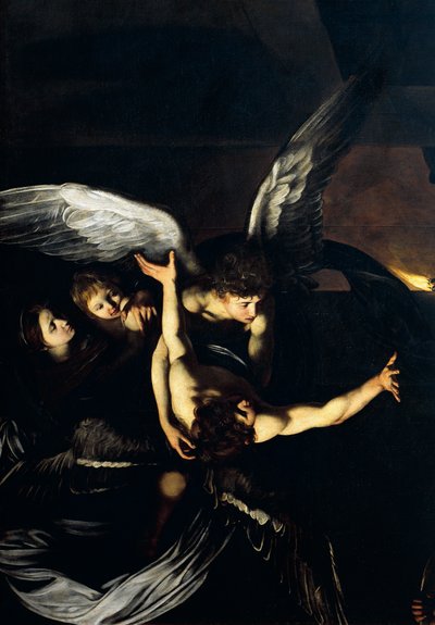 Engelenfiguren (detail) door Michelangelo Merisi da Caravaggio