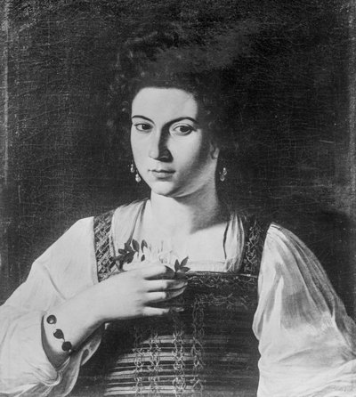 Portret van een courtisane (ook bekend als Portret van Fillide) (vernietigd kunstwerk) door Michelangelo Merisi da Caravaggio