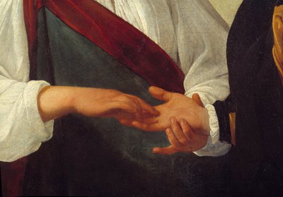De waarzegster (detail) door Michelangelo Merisi da Caravaggio