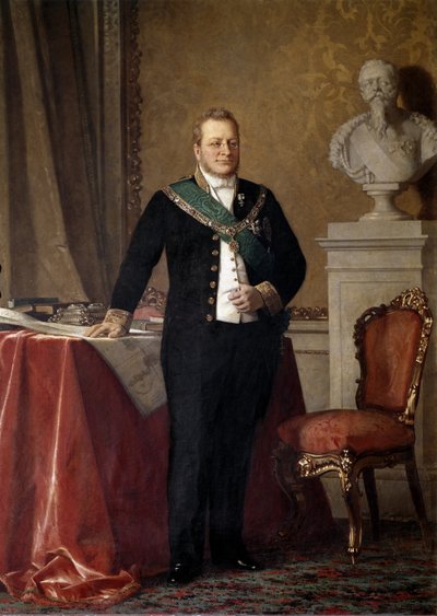 Portret van Camillo Benso, graaf van Cavour, Italiaans politicus, ca. 1850-1860 (olieverf op doek) door Michele Giordigiani
