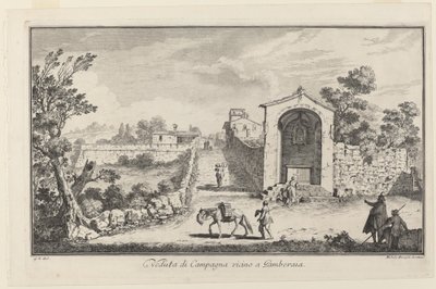 Gezicht op het platteland nabij Gamberaia door Michele Marieschi after Giuseppe Zocchi