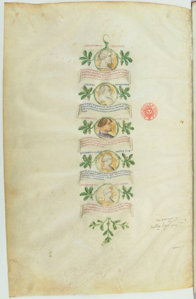 Genealogie van de Visconti (BNF, ms lat. 5888) btv1b10020318d, f36 door Michelino Molinari da Besozzo
