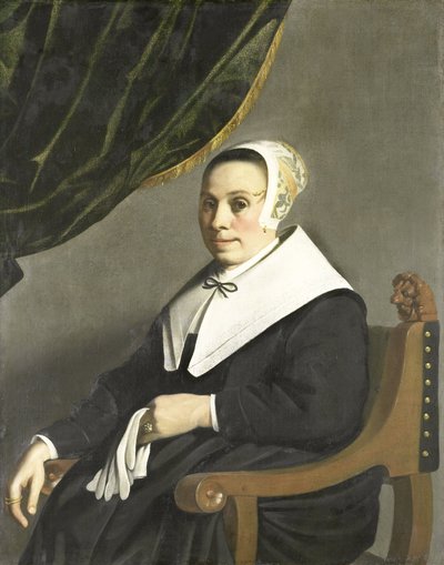 Portret van een vrouw door Michiel Servaesz (1628-1693) Nouts