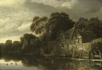 Oud huisje aan het water door Michiel van Vries