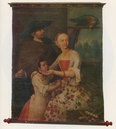 Een van een paar etnografische portretgroepen, ca. 1763 door Miguel Cabrera