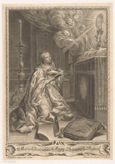 Maria Clementina Sobieska voor een altaar door Miguel de Sorelló