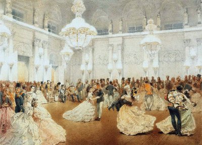 Bal in de Concertzaal van het Winterpaleis tijdens het Officiële Bezoek van Nasir al-Din Shah in Mei door Mihaly von Zichy