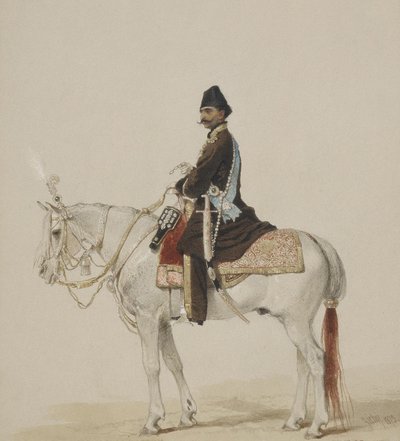 Ruiterportret van Naser al-Din Shah Qajar 1831-1896, 1873 door Mihaly von Zichy