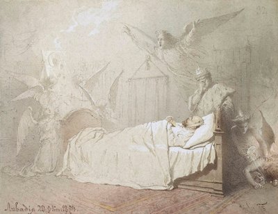 Alexander III op zijn sterfbed omringd door engelen, 1895 door Mihály Zichy