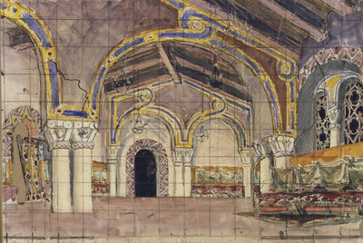 Toneelontwerp voor de opera De bruid van de tsaar door N. Rimsky-Korsakov, 1899 door Mikhail Aleksandrovich Vrubel