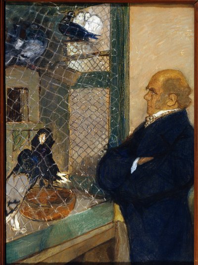 Charles Darwin (1809-1882) in het duivenhok in Downe, werk van Mikhail Dmitrievich Ezuchevsky (1880-1928), pastel op karton door Mikhail Dmitrievich Ezuchevsky