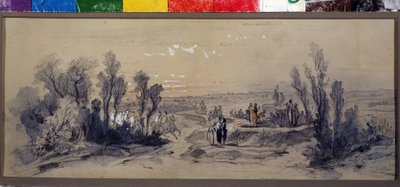 Gordijnontwerp voor de opera "Mazeppa" door P. Tchaikovsky door Mikhail Ilyich Bocharov