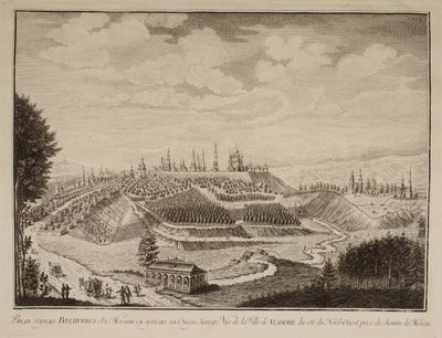 Uitzicht op de stad Vladimir, 1769 door Mikhail Ivanovich Makhaev