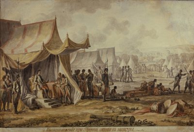 Peter I aan de Pruth-rivier, 1804 door Mikhail Matveevich Ivanov