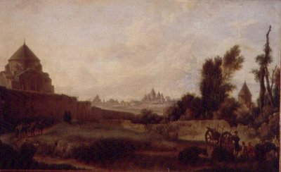 Uitzicht op Echmiadzin in Armenië door Mikhail Matveevich Ivanov