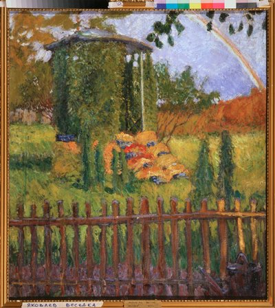 Een tuinprieel - Schilderij van Mikhail Nikolayevich Yakovlev door Mikhail Nikolayevich Yakovlev
