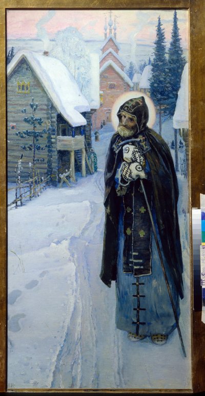 Serge van Radonege - De werken van Sint Sergius (drieluik, rechterdeel) door Mikhail Vasilievich Nesterov