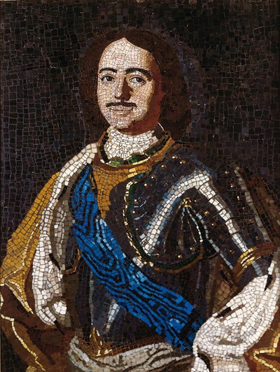 Portret van keizer Peter I de Grote 1672-1725, 1754 door Mikhail Vasilyevich Lomonosov