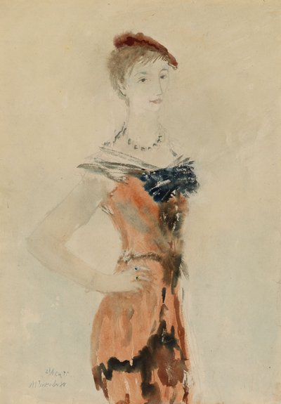 Dame met een Rode Baret, 1935 door Mikhail Xenofontovich Sokolov