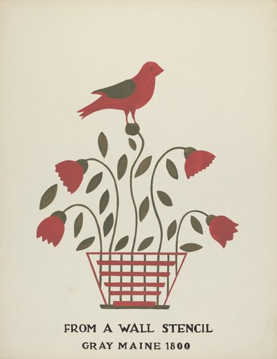 Ontwerp uit Gray, Maine 1800 (nr. 2): Uit Voorgesteld Portfolio "Maine Muurstencils" door Mildred E. Bent