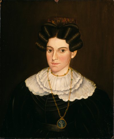 Vrouw in zwarte jurk, ca. 1835-1840 door Milton W. Hopkins