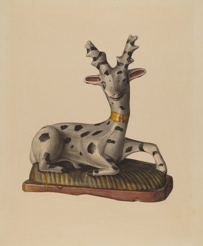 Krijt-hert, c.1938 (aquarel) door Mina Lowry