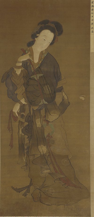 Een vrouw en een vlinder, 16e-17e eeuw door Ming Dynasty Chinese School
