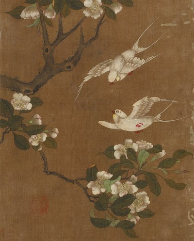 Tien afbeeldingen van vogels en bloemen (kleur op zijde) door Ming Dynasty Chinese School