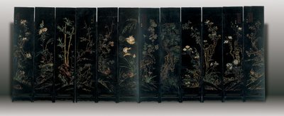 Twaalfdelig Coromandel Scherm, Weiping door Ming Dynasty Chinese School