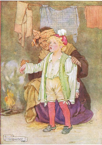 Ze ontdeden hem van zijn fluweel en veren en kant (uit het verhaal Edwy en de Echo), illustratie uit A Staircase of Stories gepubliceerd door Thomas Nelson & Sons Ltd 1940