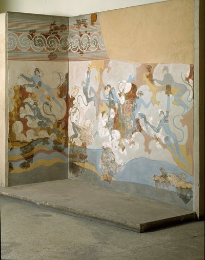 Minoïsche kunst: apen Fresco uit Akrotiri op Santorini. 16e eeuw v.Chr. Athene, Nationaal Archeologisch Museum door Minoan
