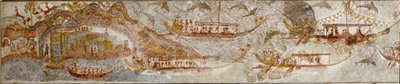 Minoïsche kunst: zeetocht fresco uit Akrotiri op Santorini door Minoan