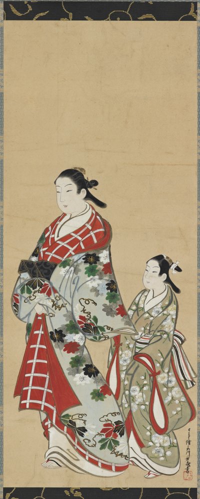 Yujo en haar understudy kamuro, Edo-periode, 1615-1868 door Miyagawa Choki
