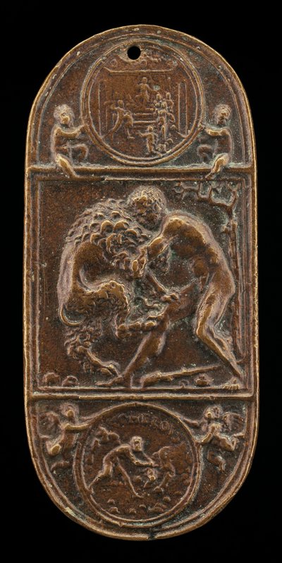 Hercules en de Nemeïsche Leeuw, eind 15e - begin 16e eeuw door Moderno