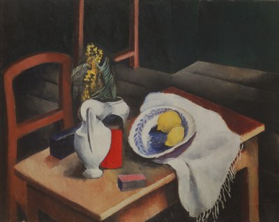 Stilleven met citroenen op een groene achtergrond door Moise Kisling