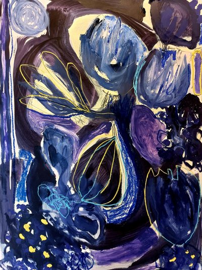 Blauwpaarse bloemen door Monika Riethmueller