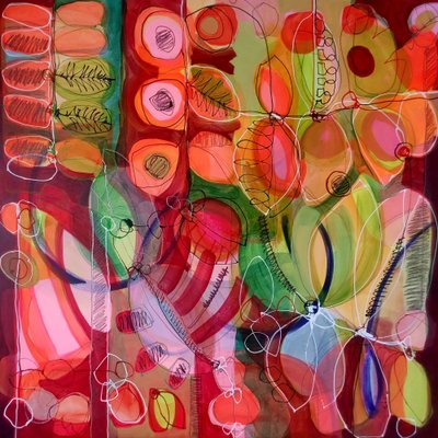 Kleurrijke abstracte plantenmotieven door Monika Riethmueller