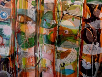 Levendige abstracte tuin door Monika Riethmueller