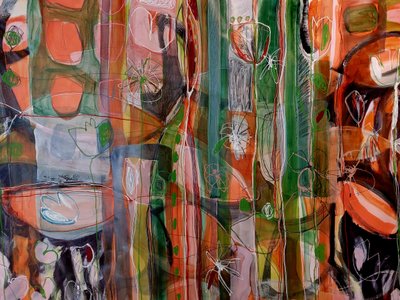 Levendige abstracte tuin door Monika Riethmueller