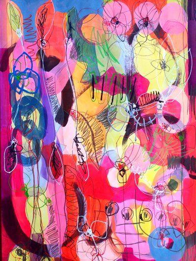 Levendige abstracte tuin door Monika Riethmueller