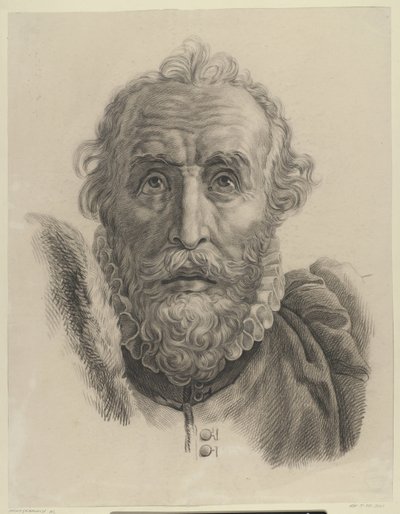 Hoofd van een man met baard, van voren door Monogrammist AC