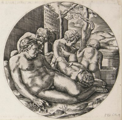 Bacchus en Putti door Monogrammist B