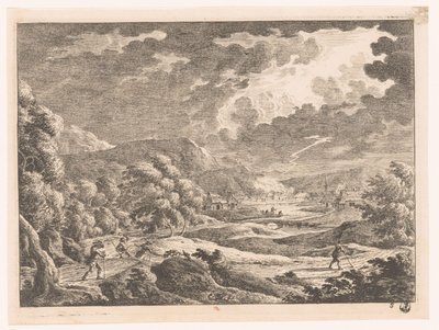 Landschap met onweer door Monogrammist MEG
