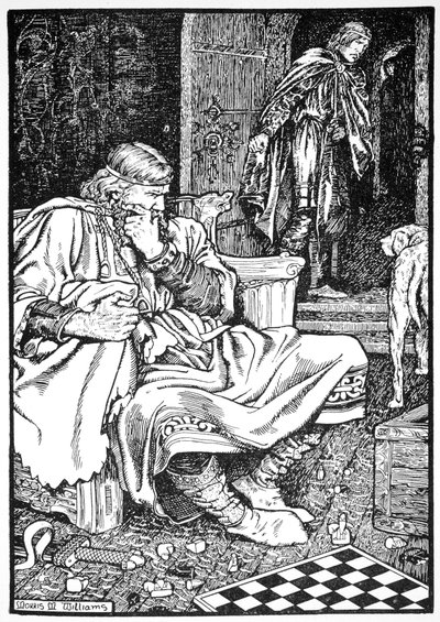 Koning Canute en graaf Ulf ruziën over schaken, Roskilde, Denemarken door Morris Meredith Williams