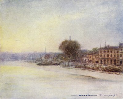 Voorbij Hammersmith Bridge door Mortimer Ludington Menpes