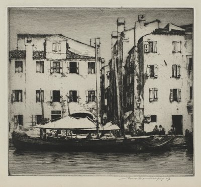 Boten op een Kanaal, Venetiaans Eiland door Mortimer Menpes