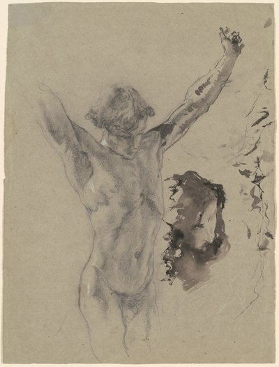 Studie van de Figuur en Hoofd van Christus in "Christus aan het Kruis en Maria Magdalena" door Mose Bianchi